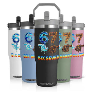 Water Fire Element Six Seven Flip Straw Tumbler Trendy Meme Gift TS12 Print Your Wear