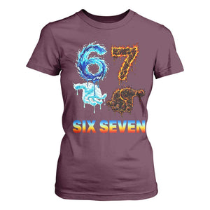 Water Fire Element Six Seven T Shirt For Women Trendy Meme Gift TS12 Maroon Print Your Wear