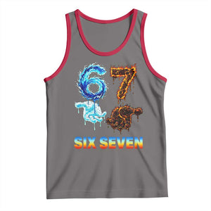 Water Fire Element Six Seven Tank Top Trendy Meme Gift TS12 Deep Heather Red Print Your Wear
