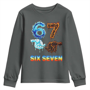 Water Fire Element Six Seven Youth Sweatshirt Trendy Meme Gift TS12 Dark Heather Print Your Wear