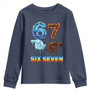 Water Fire Element Six Seven Youth Sweatshirt Trendy Meme Gift TS12 Navy Print Your Wear