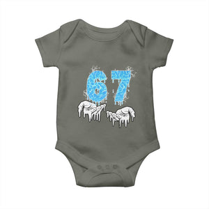 Ocean Water Wave Effect Printed Baby Onesie Six Seven Meme TS12 Military Green Print Your Wear