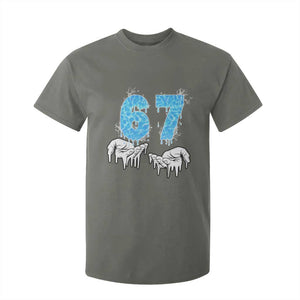 Ocean Water Wave Effect Printed T Shirt For Kid Six Seven Meme TS12 Military Green Print Your Wear