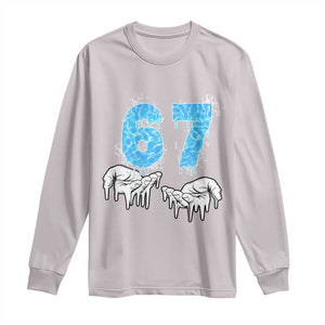 Ocean Water Wave Effect Printed Long Sleeve Shirt Six Seven Meme TS12 Ice Gray Print Your Wear