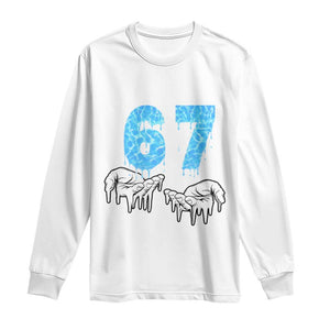 Ocean Water Wave Effect Printed Long Sleeve Shirt Six Seven Meme TS12 White Print Your Wear