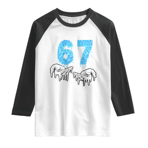 Ocean Water Wave Effect Printed Raglan Shirt Six Seven Meme TS12 White Black Print Your Wear