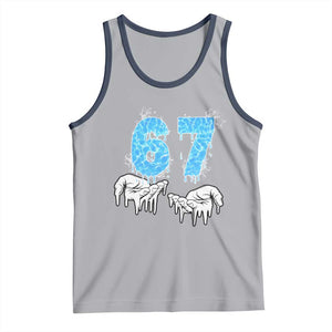 Ocean Water Wave Effect Printed Tank Top Six Seven Meme TS12 Athletic Heather Navy Print Your Wear