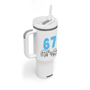 Ocean Water Wave Effect Printed Tumbler With Handle Six Seven Meme TS12 Print Your Wear