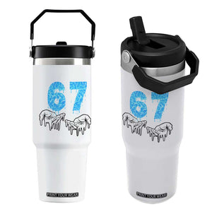 Ocean Water Wave Effect Printed Flip Straw Tumbler Six Seven Meme TS12 One Size: 30 oz White Print Your Wear