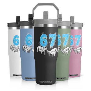 Ocean Water Wave Effect Printed Flip Straw Tumbler Six Seven Meme TS12 Print Your Wear