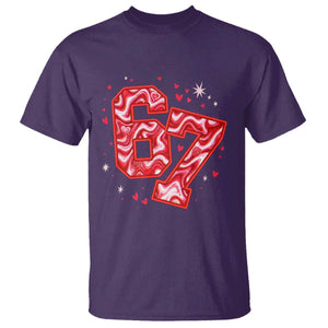 Glitch Swirl Effect Printed Six Seven Meme T Shirt Valentines Day Gift TS12 Purple Print Your Wear