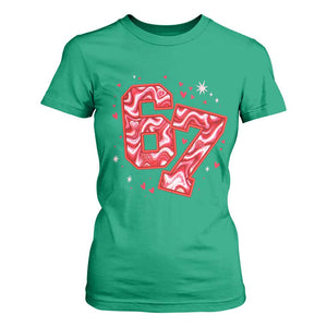 Glitch Swirl Effect Printed Six Seven Meme T Shirt For Women Valentines Day Gift TS12 Irish Green Print Your Wear