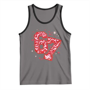 Glitch Swirl Effect Printed Six Seven Meme Tank Top Valentines Day Gift TS12 Deep Heather Black Print Your Wear