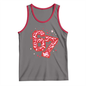 Glitch Swirl Effect Printed Six Seven Meme Tank Top Valentines Day Gift TS12 Deep Heather Red Print Your Wear