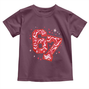 Glitch Swirl Effect Printed Six Seven Meme Toddler T Shirt Valentines Day Gift TS12 Maroon Print Your Wear