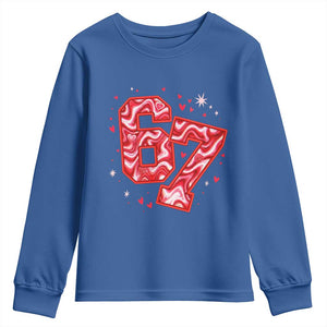 Glitch Swirl Effect Printed Six Seven Meme Youth Sweatshirt Valentines Day Gift TS12 Royal Blue Print Your Wear
