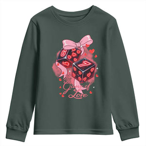 Funny The Game Of Love Six Seven Dice Meme Youth Sweatshirt TS12 Dark Forest Green Print Your Wear