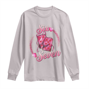 Playing Cards 67 Of Hearts Long Sleeve Shirt Six Seven Valentine Meme TS12 Ice Gray Print Your Wear