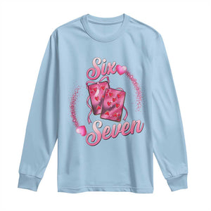Playing Cards 67 Of Hearts Long Sleeve Shirt Six Seven Valentine Meme TS12 Light Blue Print Your Wear