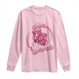 Playing Cards 67 Of Hearts Long Sleeve Shirt Six Seven Valentine Meme TS12 Light Pink Print Your Wear