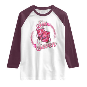 Playing Cards 67 Of Hearts Raglan Shirt Six Seven Valentine Meme TS12 White Maroon Print Your Wear