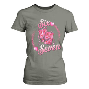 Playing Cards 67 Of Hearts T Shirt For Women Six Seven Valentine Meme TS12 Military Green Print Your Wear