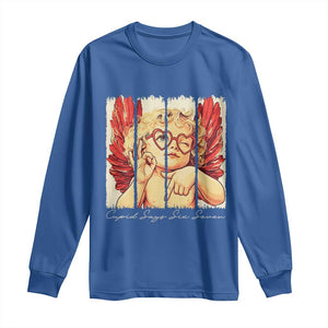 Retro Cupid Says Six Seven Long Sleeve Shirt 67 Valentines Day TS12 Royal Blue Print Your Wear