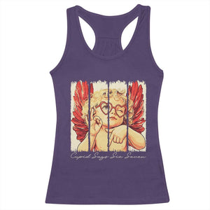 Retro Cupid Says Six Seven Racerback Tank Top 67 Valentines Day TS12 Purple Print Your Wear