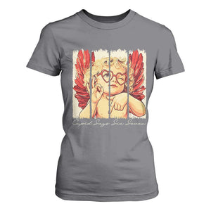Retro Cupid Says Six Seven T Shirt For Women 67 Valentines Day TS12 Charcoal Print Your Wear