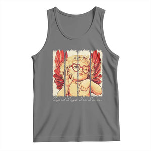 Retro Cupid Says Six Seven Tank Top 67 Valentines Day TS12 Black Heather Print Your Wear