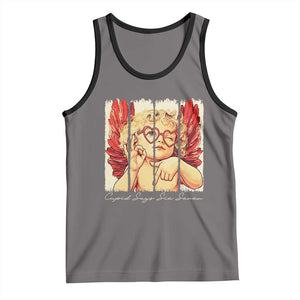 Retro Cupid Says Six Seven Tank Top 67 Valentines Day TS12 Deep Heather Black Print Your Wear