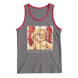 Retro Cupid Says Six Seven Tank Top 67 Valentines Day TS12 Deep Heather Red Print Your Wear