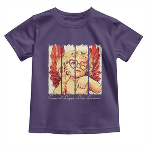 Retro Cupid Says Six Seven Toddler T Shirt 67 Valentines Day TS12 Purple Print Your Wear