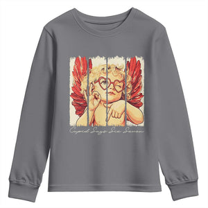 Retro Cupid Says Six Seven Youth Sweatshirt 67 Valentines Day TS12 Charcoal Print Your Wear