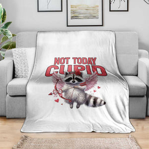 Funny Raccoon Cupid Anti Valentine Throw Blanket Not Today Cupid TS12 Print Your Wear