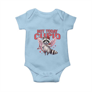 Funny Raccoon Cupid Anti Valentine Baby Onesie Not Today Cupid TS12 Light Blue Print Your Wear