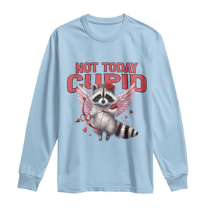 Funny Raccoon Cupid Anti Valentine Long Sleeve Shirt Not Today Cupid TS12 Light Blue Print Your Wear