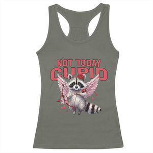 Funny Raccoon Cupid Anti Valentine Racerback Tank Top Not Today Cupid TS12 Military Green Print Your Wear