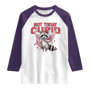 Funny Raccoon Cupid Anti Valentine Raglan Shirt Not Today Cupid TS12 White Purple Print Your Wear