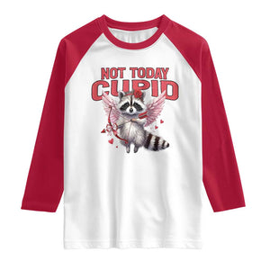 Funny Raccoon Cupid Anti Valentine Raglan Shirt Not Today Cupid TS12 White Red Print Your Wear