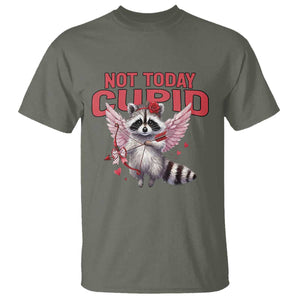 Funny Raccoon Cupid Anti Valentine T Shirt Not Today Cupid TS12 Military Green Print Your Wear