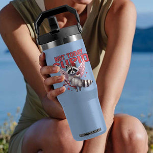 Funny Raccoon Cupid Anti Valentine Flip Straw Tumbler Not Today Cupid TS12 One Size: 30 oz Light Blue Print Your Wear
