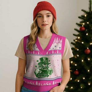 Lets Get Lucked Up V-Neck Knit Sweater Vest St Patricks Day Party Humor TS12 Hot Pink Print Your Wear