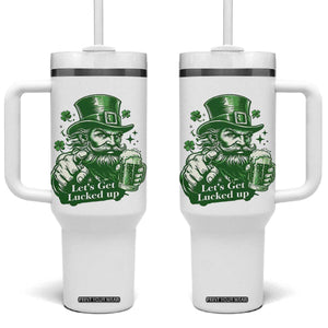 Lets Get Lucked Up Tumbler With Handle St Patricks Day Party Humor TS12 One Size: 40 oz White Print Your Wear
