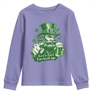 Lets Get Lucked Up Youth Sweatshirt St Patricks Day Party Humor TS12 Violet Print Your Wear
