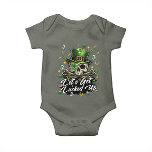 Lets Get Lucked Up Baby Onesie Lucky Skeleton St Patricks Day TS12 Military Green Print Your Wear