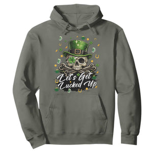 Lets Get Lucked Up Hoodie Lucky Skeleton St Patricks Day TS12 Military Green Print Your Wear