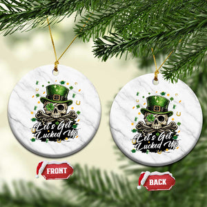 Lets Get Lucked Up Ceramic Ornament Lucky Skeleton St Patricks Day TS12 1pc White Marble Print Your Wear