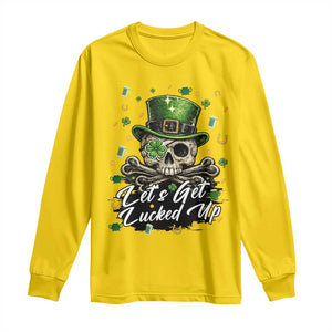 Lets Get Lucked Up Long Sleeve Shirt Lucky Skeleton St Patricks Day TS12 Daisy Print Your Wear