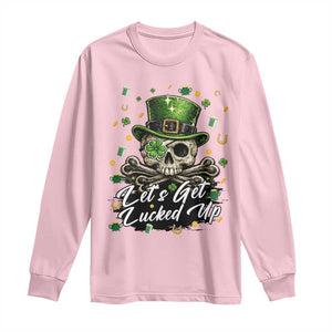 Lets Get Lucked Up Long Sleeve Shirt Lucky Skeleton St Patricks Day TS12 Light Pink Print Your Wear